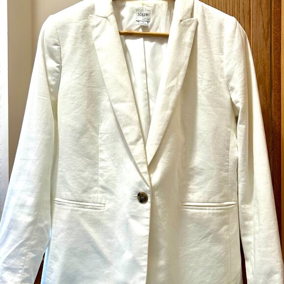 J. Crew white linen one-button blazer Size 6 - Picture 3 of 8